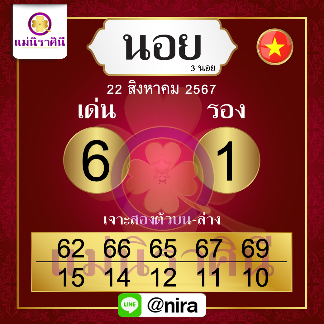 ฮานอยแม่นิราศินีแนวทางหวยฮานอย22-8-67